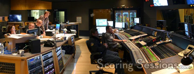 pano booth 1 Earlier this spring, composer John Ottman was at the Newman Scoring Stage at Fox to the record his score for the highly anticipated superhero film, X-Men: Days of Future Past. The film, which is the eighth that Ottman has scored (and edited) for director Bryan Singer, grossed a whopping $170 million worldwide when it opened this past weekend. ScoringSessions.com is thrilled to bring our readers exclusive photos from the scoring sessions!